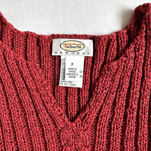 Talbots 90's Vintage Ribbed Knit Sleeveless Sweater Tank Top Red Petite Small - Picture 3 of 8